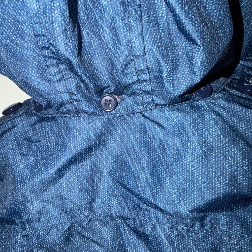 Jessica Simpson Faux Denim Trench Coat Raincoat - Picture 5 of 6